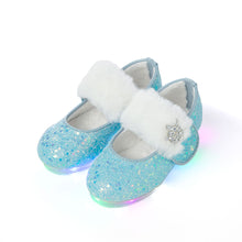 将图片加载到图库查看器,'Winter Snow Flakes' LED Fur Mary Jane Shoes