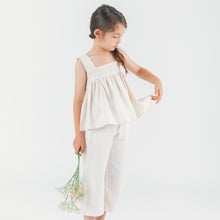 将图片加载到图库查看器,girls beige linen outfit set