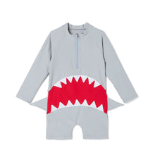 将图片加载到图库查看器,'Mega Shark' Rash Guard Swimsuit Set(Swim Cap)