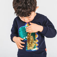 将图片加载到图库查看器,'Shiny Dino' Reversible Sequin Sweatshirt