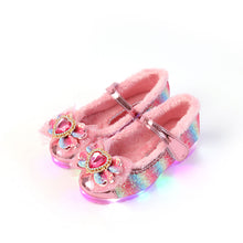 将图片加载到图库查看器,'Jewel Heart' LED Fur Mary Jane Shoes