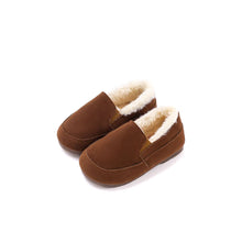 Load image into Gallery viewer, kids brown fur slip on shoes