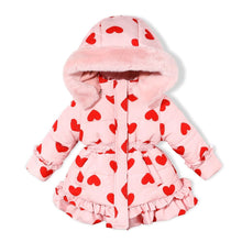 Load image into Gallery viewer, girls pink heart padded jacket