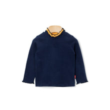 Load image into Gallery viewer, girls navy frilled t-shirt