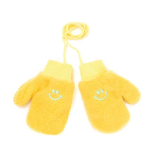 Load image into Gallery viewer, kids yellow smiley mittens