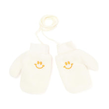 Load image into Gallery viewer, kids white smiley mittens
