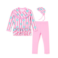 将图片加载到图库查看器，'Lala Flower' Rash Guard Swimsuit Set (Swim Cap, Pouch Set)
