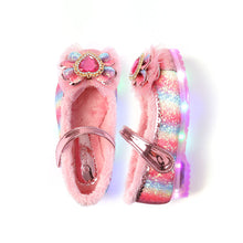 将图片加载到图库查看器，'Jewel Heart' LED Fur Mary Jane Shoes
