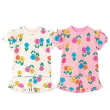 将图片加载到图库查看器，girls flower pattern outfit set
