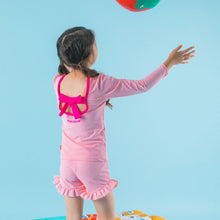 将图片加载到图库查看器，Bread Barbershop 'Neon Pink Macaron' Pink Rash Guard Swimsuit Set (Swim Cap, Pouch Set)
