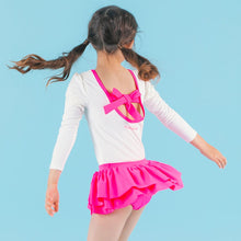 将图片加载到图库查看器，Bread Barbershop 'Neon Pink Macaron' White Rash Guard Swimsuit Set (Swim Cap, Pouch Set)
