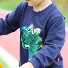 将图片加载到图库查看器，'Shiny Dino' Reversible Sequin Sweatshirt
