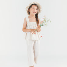 将图片加载到图库查看器，girls beige linen outfit set
