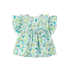 将图片加载到图库查看器，blue and green flower pattern blouse
