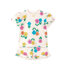 将图片加载到图库查看器，girls flower pattern ivory outfit set
