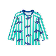 将图片加载到图库查看器，'Shark Shark' Rash Guard Swimsuit Set (Swim Cap, Pouch Set)
