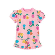 将图片加载到图库查看器，girls flower pattern pink outfit set
