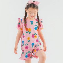 将图片加载到图库查看器，girls pink flower pattern outfit set
