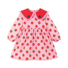 将图片加载到图库查看器，girls pink strawberry dress
