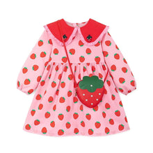 将图片加载到图库查看器，girls pink strawberry dress and bag
