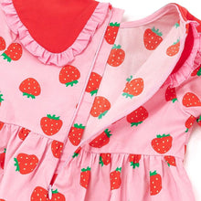 将图片加载到图库查看器，girls pink strawberry dress
