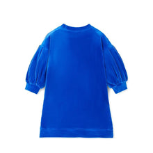 将图片加载到图库查看器，girls blue velour dress
