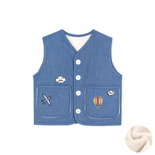 Load image into Gallery viewer, kids denim fleece vest
