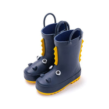将图片加载到图库查看器，kids navy dinosaur rain boots
