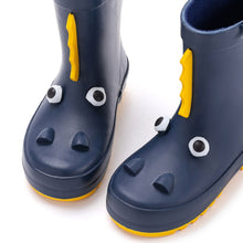 将图片加载到图库查看器，kids navy dinosaur rain boots
