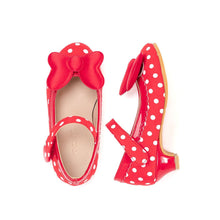 将图片加载到图库查看器，girls white dotted red mary jane shoes
