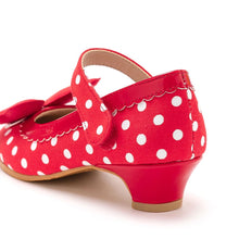 将图片加载到图库查看器，girls white dotted red mary jane shoes
