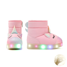 将图片加载到图库查看器，girls pink padded boots
