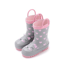 将图片加载到图库查看器，kids grey cat rain boots
