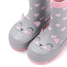 将图片加载到图库查看器，kids grey cat rain boots
