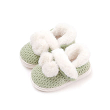 将图片加载到图库查看器，kids green knit fur shoes
