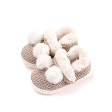 将图片加载到图库查看器，kids brown knit fur shoes
