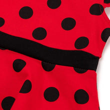 将图片加载到图库查看器，girls black dotted red dress
