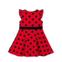 将图片加载到图库查看器，girls black dotted red dress
