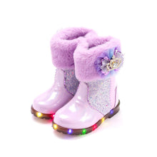 将图片加载到图库查看器，girls purple winter boots
