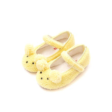 将图片加载到图库查看器，girls yellow fur mary jane shoes
