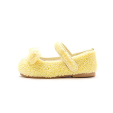将图片加载到图库查看器，girls yellow fur mary jane shoes
