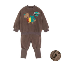 将图片加载到图库查看器，boys brown dinosaur set
