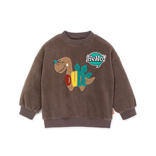 将图片加载到图库查看器，boys brown dinosaur top
