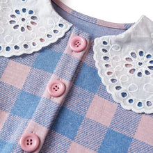 将图片加载到图库查看器，girls pink check cardigan
