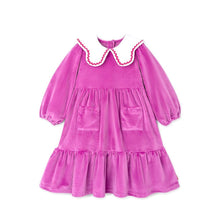 将图片加载到图库查看器，girls purple velour dress
