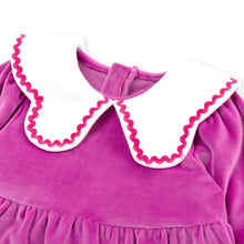 将图片加载到图库查看器，girls purple velour dress
