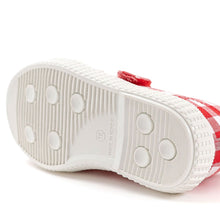 将图片加载到图库查看器，girls red checkered shoes
