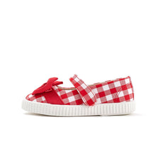 将图片加载到图库查看器，girls red checkered shoes

